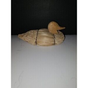 Vintage Duck Corn Husk/Reed Carved Handmade Decoy Folk Art Figurine Italy